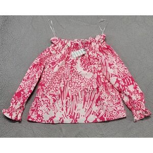 Tuckernuck Blouse Womens Small Pink Floral Off Shoulder Long Sleeve Ruffle Top